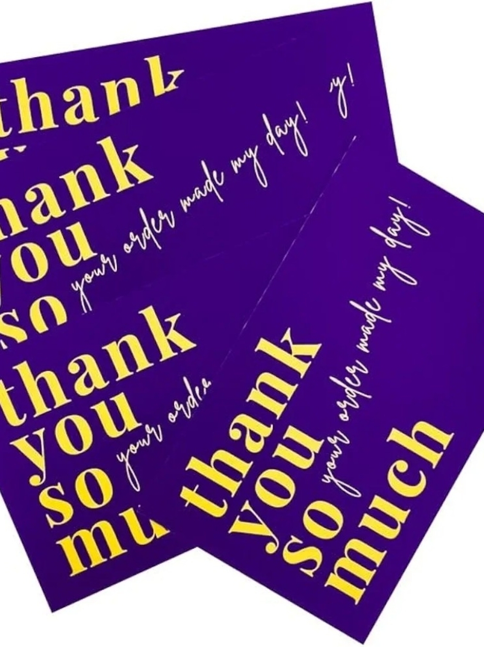 Thank You Cards Your Order Made My Day  2 Packs 100 Cards Total Purple